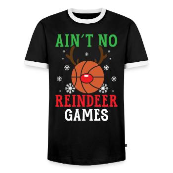 Basketballspieler Sport Frohe Weihnachten - Männer Kontrast-T-Shirt - Schwarz/Weiß - Vorne - AI Model Female 172 light (172cm) & AI Model Male 178 light (178cm)