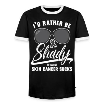 I'd Rather Be Shady Because Skin Cancer Sucks - Men's Ringer Shirt - black/white - Front - AI Model Female 172 light (172cm) & AI Model Male 178 light (178cm)