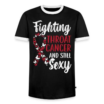 Fighting Throat Cancer And Still Sexy Cancer - Men's Ringer Shirt - black/white - Front - AI Model Female 172 light (172cm) & AI Model Male 178 light (178cm)