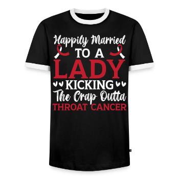Cancer de la gorge Sensibilisation au cancer de la tête et du cou - T-shirt contrasté Homme - noir/blanc - Devant - AI Model Female 172 light (172cm) & AI Model Male 178 light (178cm)