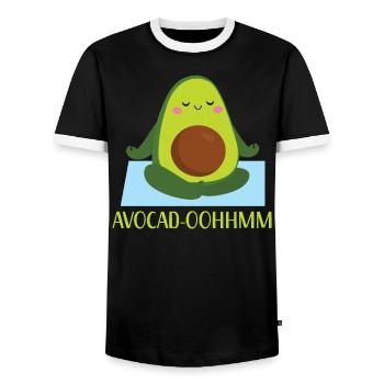 Avocado Yoga Fitness Spiritual Exercise Vegan - Men's Ringer Shirt - black/white - Front - AI Model Female 172 light (172cm) & AI Model Male 178 light (178cm)
