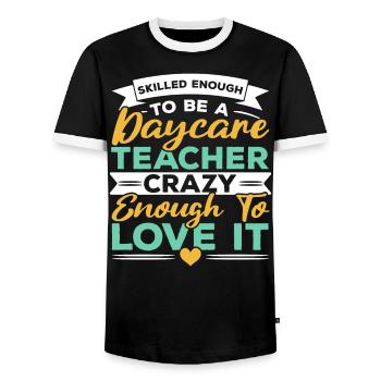 Daycare Teacher Childcare Educator Director - Men's Ringer Shirt - black/white - Front - AI Model Female 172 light (172cm) & AI Model Male 178 light (178cm)