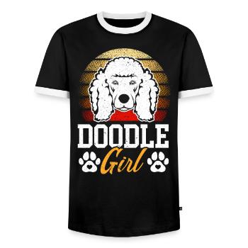 Doodle Fille Goldendoodle Chien Amant Puppy Paw Love - T-shirt contrasté Homme - noir/blanc - Devant - AI Model Female 172 light (172cm) & AI Model Male 178 light (178cm)