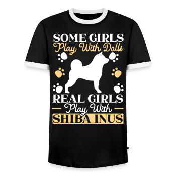 Shiba Inu Japanischer Hund Lover Welpe Pfote Liebe - Männer Kontrast-T-Shirt - Schwarz/Weiß - Vorne - AI Model Female 172 light (172cm) & AI Model Male 178 light (178cm)
