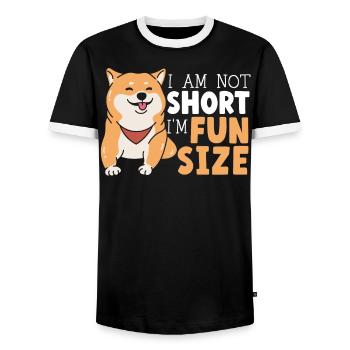 Je ne suis pas petit Je suis amusant taille Shiba Inu chien japonais - T-shirt contrasté Homme - noir/blanc - Devant - AI Model Female 172 light (172cm) & AI Model Male 178 light (178cm)