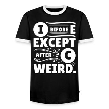 Grammar Police English Writing Teacher Apostrophe - Men's Ringer Shirt - black/white - Front - AI Model Female 172 light (172cm) & AI Model Male 178 light (178cm)