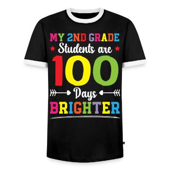 Frohen 100. Schultag Lehrer der 2. Klasse - Männer Kontrast-T-Shirt - Schwarz/Weiß - Vorne - AI Model Female 172 light (172cm) & AI Model Male 178 light (178cm)
