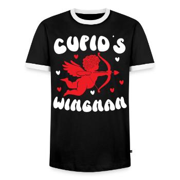 Ailier de Cupidon Saint Valentin Jour du Cœur Cupidon - T-shirt contrasté Homme - noir/blanc - Devant - AI Model Female 172 light (172cm) & AI Model Male 178 light (178cm)