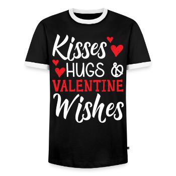 Bisous Câlins et souhaits de Saint-Valentin Saint-Valentin - T-shirt contrasté Homme - noir/blanc - Devant - AI Model Female 172 light (172cm) & AI Model Male 178 light (178cm)