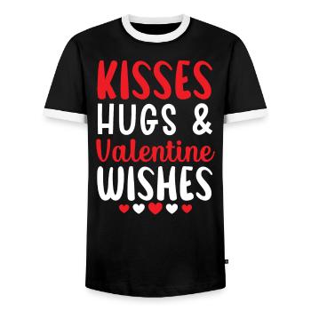Bisous Câlins et souhaits de Saint-Valentin Saint-Valentin - T-shirt contrasté Homme - noir/blanc - Devant - AI Model Female 172 light (172cm) & AI Model Male 178 light (178cm)