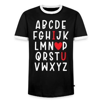 Valentinstag Herztag Amor Liebe Beziehung - Männer Kontrast-T-Shirt - Schwarz/Weiß - Vorne - AI Model Female 172 light (172cm) & AI Model Male 178 light (178cm)