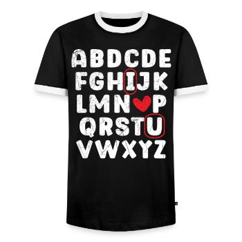 Valentinstag Herztag Amor Liebe Beziehung - Männer Kontrast-T-Shirt - Schwarz/Weiß - Vorne - AI Model Female 172 light (172cm) & AI Model Male 178 light (178cm)