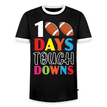 100 Tage Schullehrer Schüler Fußballliebhaber - Männer Kontrast-T-Shirt - Schwarz/Weiß - Vorne - AI Model Female 172 light (172cm) & AI Model Male 178 light (178cm)