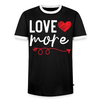 Love More Valentines Day Hearts Day Cupid Love - Men's Ringer Shirt - black/white - Front - AI Model Female 172 light (172cm) & AI Model Male 178 light (178cm)