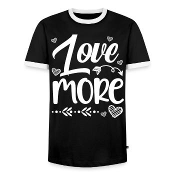 Love More Valentines Day Hearts Day Cupid Love - Men's Ringer Shirt - black/white - Front - AI Model Female 172 light (172cm) & AI Model Male 178 light (178cm)