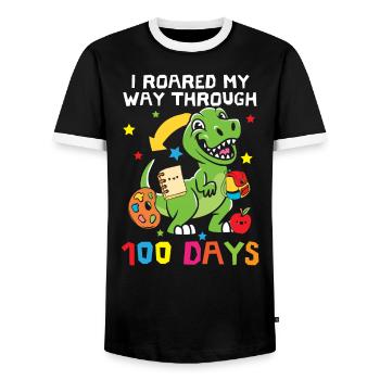 J’ai rugi à travers 100 jours d’école Dino - T-shirt contrasté Homme - noir/blanc - Devant - AI Model Female 172 light (172cm) & AI Model Male 178 light (178cm)