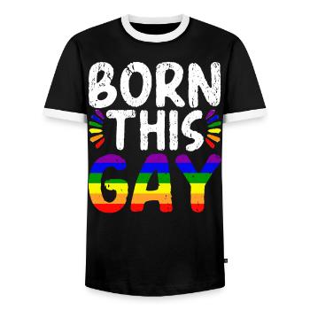 Né ce mois de la fierté gay arc-en-ciel LGBTQ Gay Pride - T-shirt contrasté Homme - noir/blanc - Devant - AI Model Female 172 light (172cm) & AI Model Male 178 light (178cm)