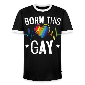 Né ce mois de la fierté gay arc-en-ciel LGBTQ Gay Pride - T-shirt contrasté Homme - noir/blanc - Devant - AI Model Female 172 light (172cm) & AI Model Male 178 light (178cm)