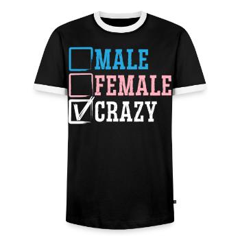 Männlich Weiblich Crazy Rainbow Pride LGBTQ Transgender - Männer Kontrast-T-Shirt - Schwarz/Weiß - Vorne - AI Model Female 172 light (172cm) & AI Model Male 178 light (178cm)