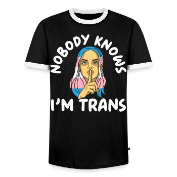 Niemand weiß, dass ich Trans LGBTQ Pride Transgender bin - Männer Kontrast-T-Shirt - Schwarz/Weiß - Vorne - AI Model Female 172 light (172cm) & AI Model Male 178 light (178cm)