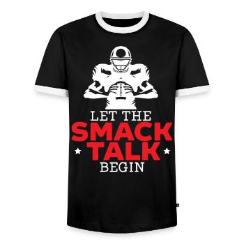 Laissez le Smack Talk commencer le sport de football Fantasy - T-shirt contrasté Homme - noir/blanc - Devant - AI Model Female 172 light (172cm) & AI Model Male 178 light (178cm)