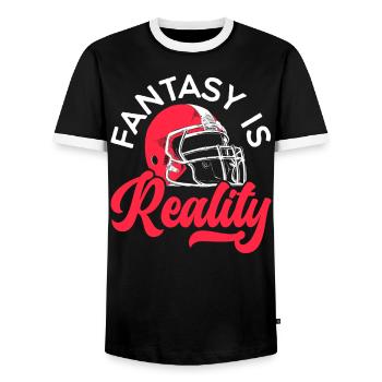 Fantasy Is Reality Fantasy Football Sport Lover - Men's Ringer Shirt - black/white - Front - AI Model Female 172 light (172cm) & AI Model Male 178 light (178cm)