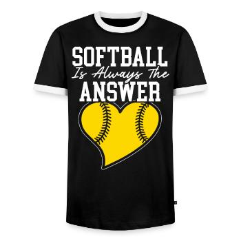 Softball Is Always The Answer Softball Player - Men's Ringer Shirt - black/white - Front - AI Model Female 172 light (172cm) & AI Model Male 178 light (178cm)