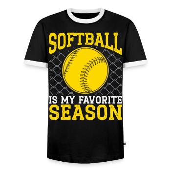 Softball Is My Favorite Season Softball Player - Men's Ringer Shirt - black/white - Front - AI Model Female 172 light (172cm) & AI Model Male 178 light (178cm)