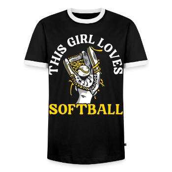 Cette fille aime le joueur de softball Pitcher Catcher - T-shirt contrasté Homme - noir/blanc - Devant - AI Model Female 172 light (172cm) & AI Model Male 178 light (178cm)