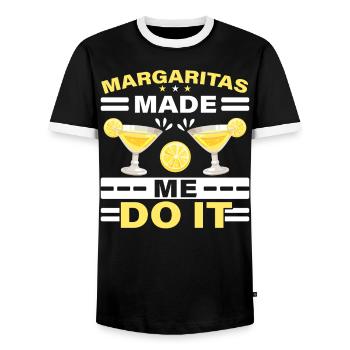 Margaritas hat mich dazu gebracht, es zu tun Alkoholischer Getränkecocktail - Männer Kontrast-T-Shirt - Schwarz/Weiß - Vorne - AI Model Female 172 light (172cm) & AI Model Male 178 light (178cm)