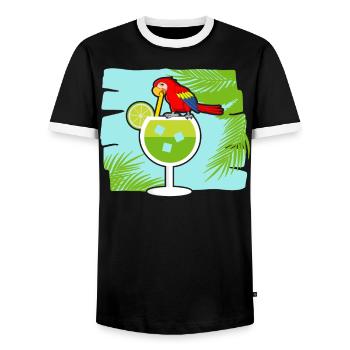 Margarita Drinker Papageienliebhaber Alkoholischer Cocktail - Männer Kontrast-T-Shirt - Schwarz/Weiß - Vorne - AI Model Female 172 light (172cm) & AI Model Male 178 light (178cm)