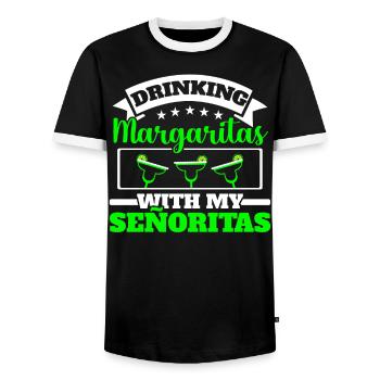 Drinking Margarita With My Señoritas Alcoholic - Men's Ringer Shirt - black/white - Front - AI Model Female 172 light (172cm) & AI Model Male 178 light (178cm)