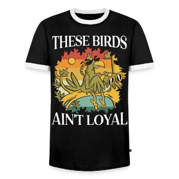 Diese Vögel sind keine loyale Vogelverschwörungstheorie - Männer Kontrast-T-Shirt - Schwarz/Weiß - Vorne - AI Model Female 172 light (172cm) & AI Model Male 178 light (178cm)