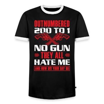 Gefängniswärter des Justizvollzugsbeamten - Männer Kontrast-T-Shirt - Schwarz/Weiß - Vorne - AI Model Female 172 light (172cm) & AI Model Male 178 light (178cm)