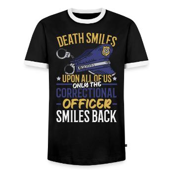 Gefängniswärter des Justizvollzugsbeamten - Männer Kontrast-T-Shirt - Schwarz/Weiß - Vorne - AI Model Female 172 light (172cm) & AI Model Male 178 light (178cm)