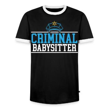 Krimineller Babysitter Gefängniswärter Strafvollzugsbeamter - Männer Kontrast-T-Shirt - Schwarz/Weiß - Vorne - AI Model Female 172 light (172cm) & AI Model Male 178 light (178cm)