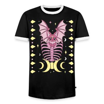 Nu Goth Japanische ästhetische okkulte Hexerei Hexe - Männer Kontrast-T-Shirt - Schwarz/Weiß - Vorne - AI Model Female 172 light (172cm) & AI Model Male 178 light (178cm)