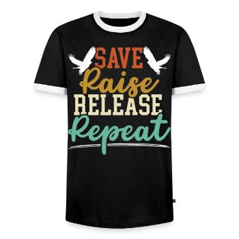 Save Raise Release Repeat Falconry Master Falconer - Männer Kontrast-T-Shirt - Schwarz/Weiß - Vorne - AI Model Female 172 light (172cm) & AI Model Male 178 light (178cm)