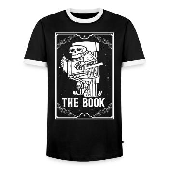 Le livre Carte de Tarot Lecture Occulte Magie Noire - T-shirt contrasté Homme - noir/blanc - Devant - AI Model Female 172 light (172cm) & AI Model Male 178 light (178cm)