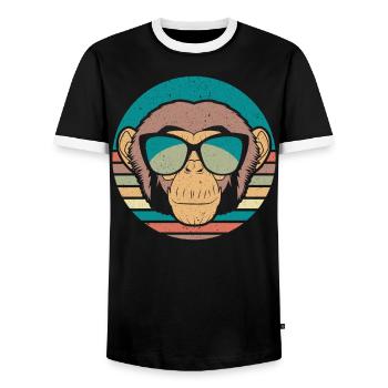 Retro Cheetah sur Zookeeper Wildlife Animal Zoo - T-shirt contrasté Homme - noir/blanc - Devant - AI Model Female 172 light (172cm) & AI Model Male 178 light (178cm)