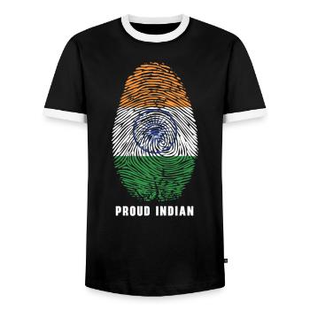 Tag der indischen Republik Hindustani indische Flagge - Männer Kontrast-T-Shirt - Schwarz/Weiß - Vorne - AI Model Female 172 light (172cm) & AI Model Male 178 light (178cm)