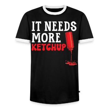 It Needs More Ketchup King Ketchup Queen - Men's Ringer Shirt - black/white - Front - AI Model Female 172 light (172cm) & AI Model Male 178 light (178cm)