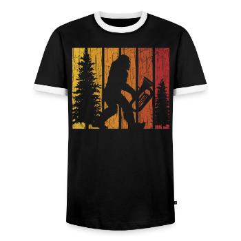 Bigfoot Joueur de tuba Musicien d’instruments de musique - T-shirt contrasté Homme - noir/blanc - Devant - AI Model Female 172 light (172cm) & AI Model Male 178 light (178cm)