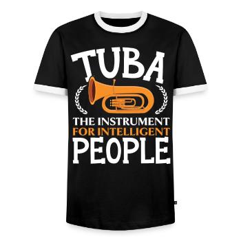 Tuba L’instrument pour les personnes intelligentes - T-shirt contrasté Homme - noir/blanc - Devant - AI Model Female 172 light (172cm) & AI Model Male 178 light (178cm)