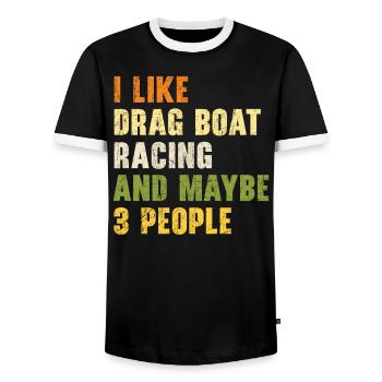 Ich mag Drag Boat Racing und vielleicht 3 Leute - Männer Kontrast-T-Shirt - Schwarz/Weiß - Vorne - AI Model Female 172 light (172cm) & AI Model Male 178 light (178cm)