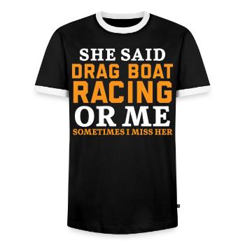Drag Boat Racing oder ich manchmal vermisse ich sie - Männer Kontrast-T-Shirt - Schwarz/Weiß - Vorne - AI Model Female 172 light (172cm) & AI Model Male 178 light (178cm)