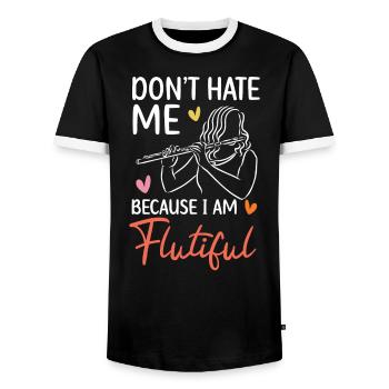 Ne me haïssez pas parce que je suis un joueur de flûte fluide - T-shirt contrasté Homme - noir/blanc - Devant - AI Model Female 172 light (172cm) & AI Model Male 178 light (178cm)