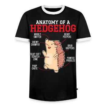 Anatomy Of A Hedgehog Lover Hedgie Wildlife Animal - Men's Ringer Shirt - black/white - Front - AI Model Female 172 light (172cm) & AI Model Male 178 light (178cm)
