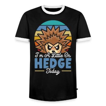 I'm A Little On Hedge Today Hedgehog Animal - Men's Ringer Shirt - black/white - Front - AI Model Female 172 light (172cm) & AI Model Male 178 light (178cm)