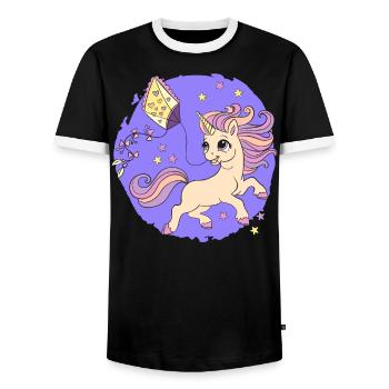 Unicorn Kite Flying Kite Whisperer Kite Maker - Men's Ringer Shirt - black/white - Front - AI Model Female 172 light (172cm) & AI Model Male 178 light (178cm)
